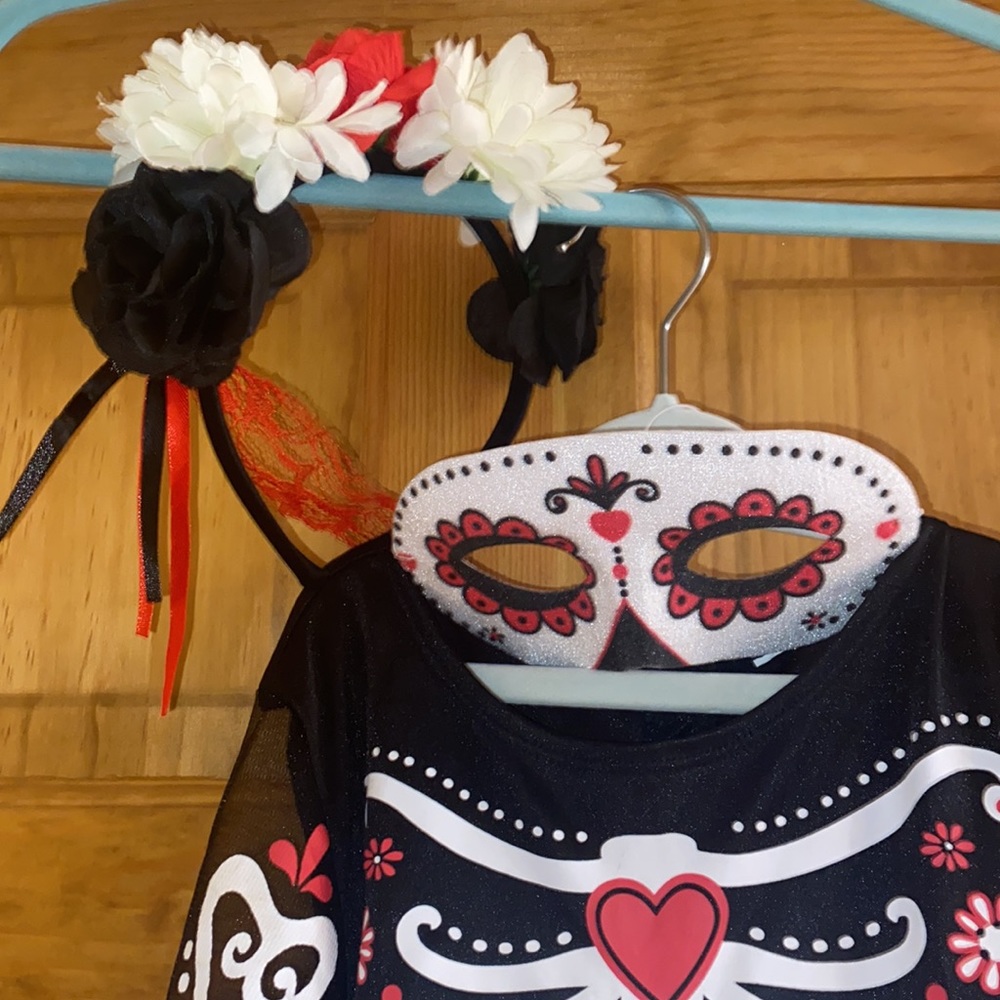 Day of the Dead Halloween Costume Scared to the Bone Skeleton Child M 7 - Picture 6 of 10